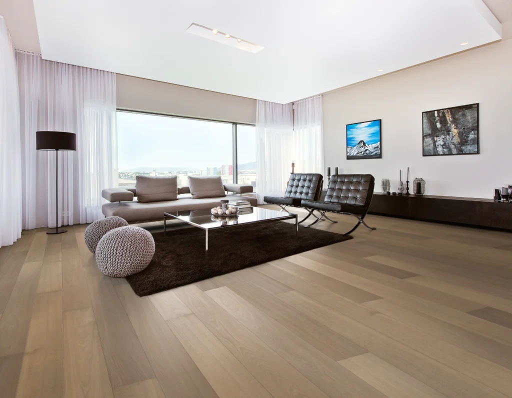 Elegant Living Room with Engineered Wood Parquet
