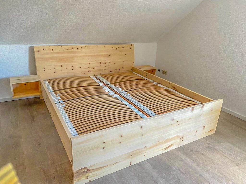 pine wood bed frame.