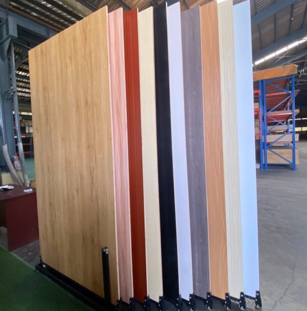 different colors Laminated Plywood boards on display ready for sale